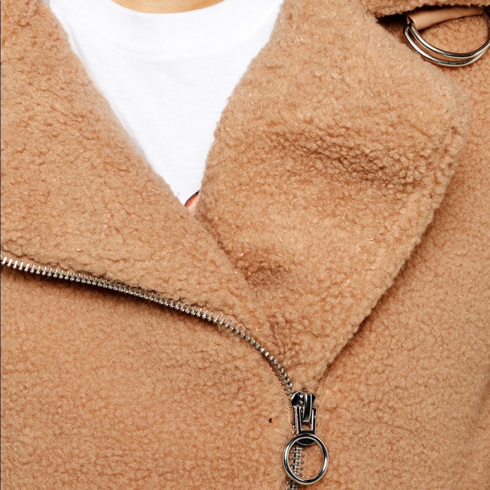 Topshop Petite Faux Shearling Biker Jacket - Picture 4 of 6
